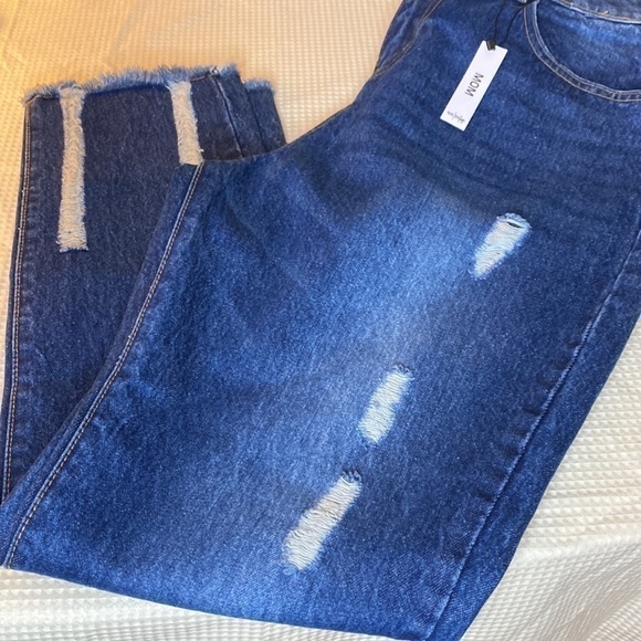 New Vintage Dark Wash Distressed Mom Jeans Sz 10 NWT - Picture 7 of 11